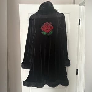Rare Vintage Betsey Johnson Rose Faux Fur & Velvet Duster Jacket 🌹